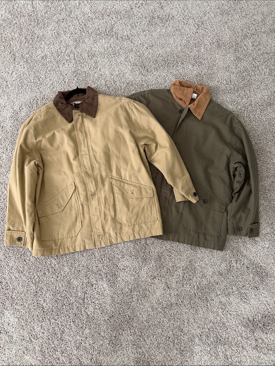 H&M Jackets & Blazers - H&M Barn Jacket with Corduroy Collar - Tan & Olive